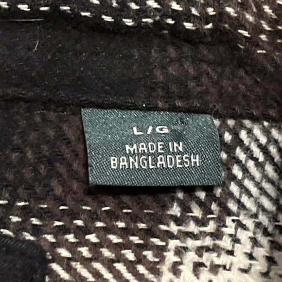 Men's Orvis Button Up Plaid Flannel Shirt LARGE Brown Black Pockets Shacket - Picture 6 of 12